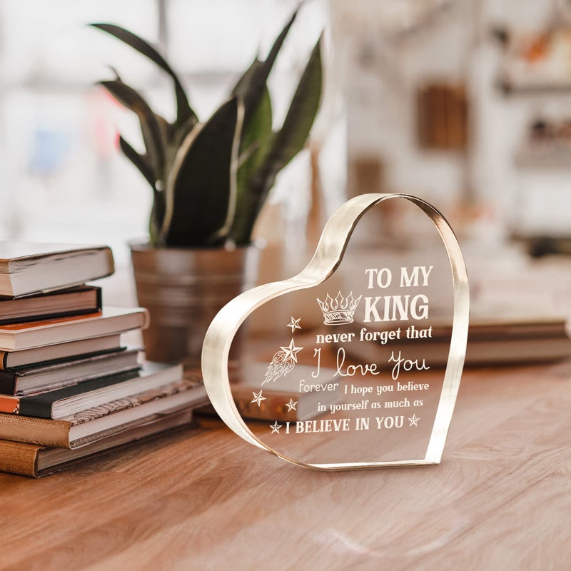 Milcier Gifts for Boyfriend  I Love You Gifts for Him  Men's Anniversary Heart Shaped Acrylic Block - Birthday Gifts for Him Boyfriend Husband  Valentines Day Gifts - Image 5